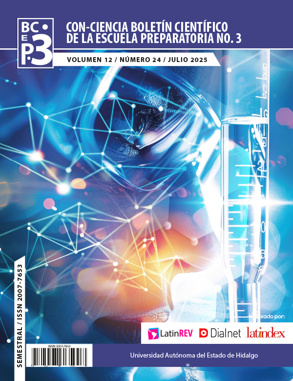 					Ver Vol. 12 Núm. 24 (2025): Con-Ciencia Boletín Científico de la Escuela Preparatoria No. 3
				